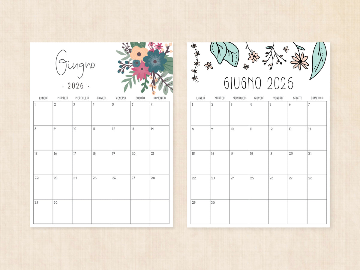 calendario italiano giugno 2026
