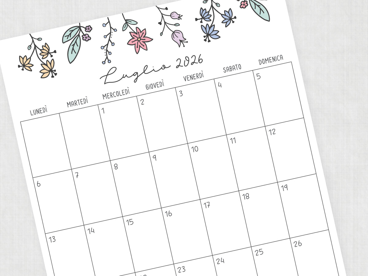 calendario italiano luglio 2026