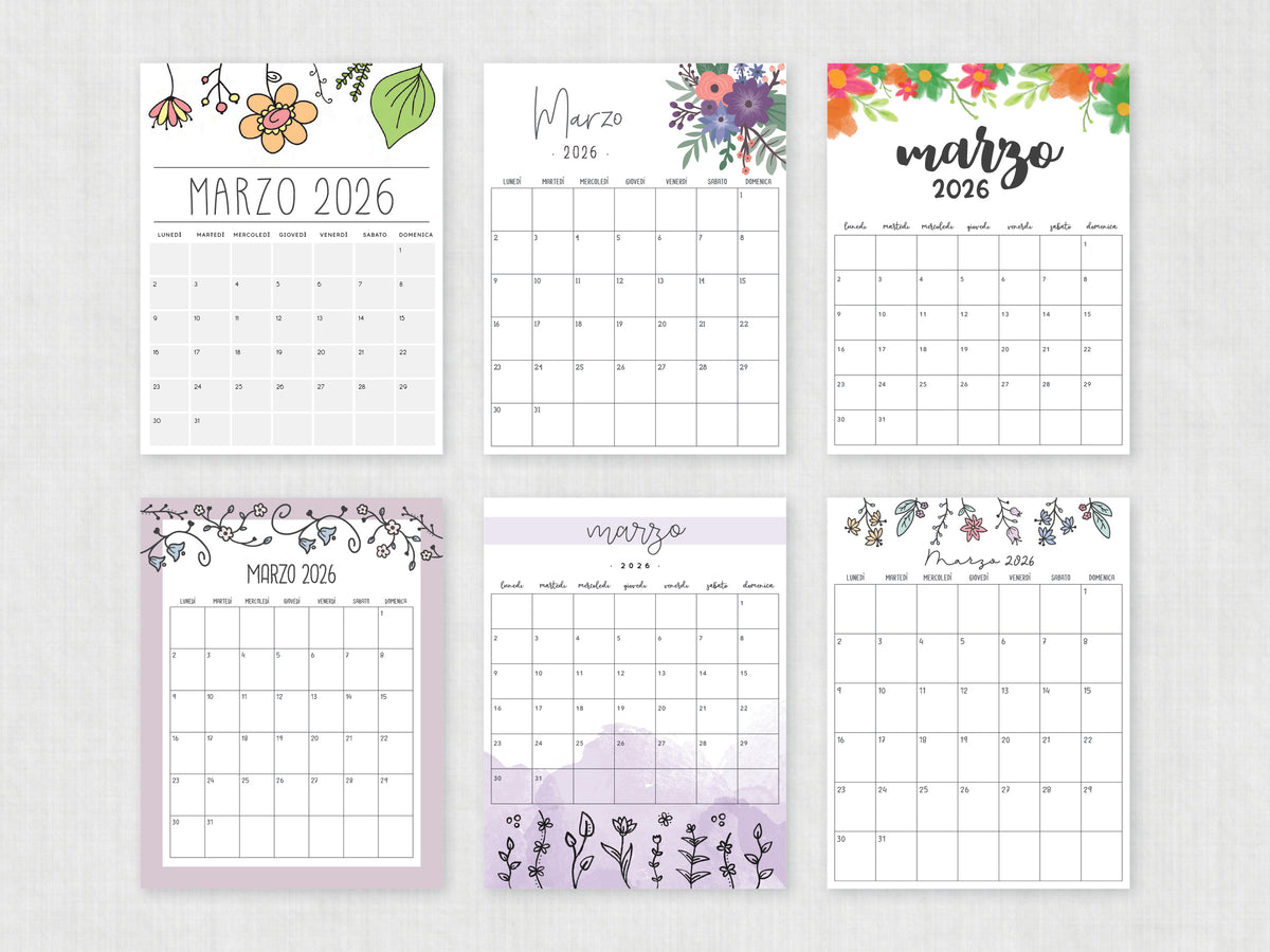 calendario italiano marzo 2026