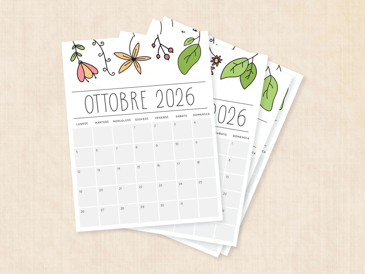 calendario italiano ottobre 2026