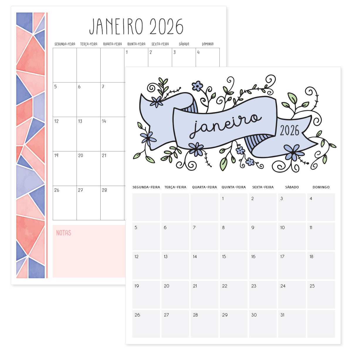 calendário janeiro 2026