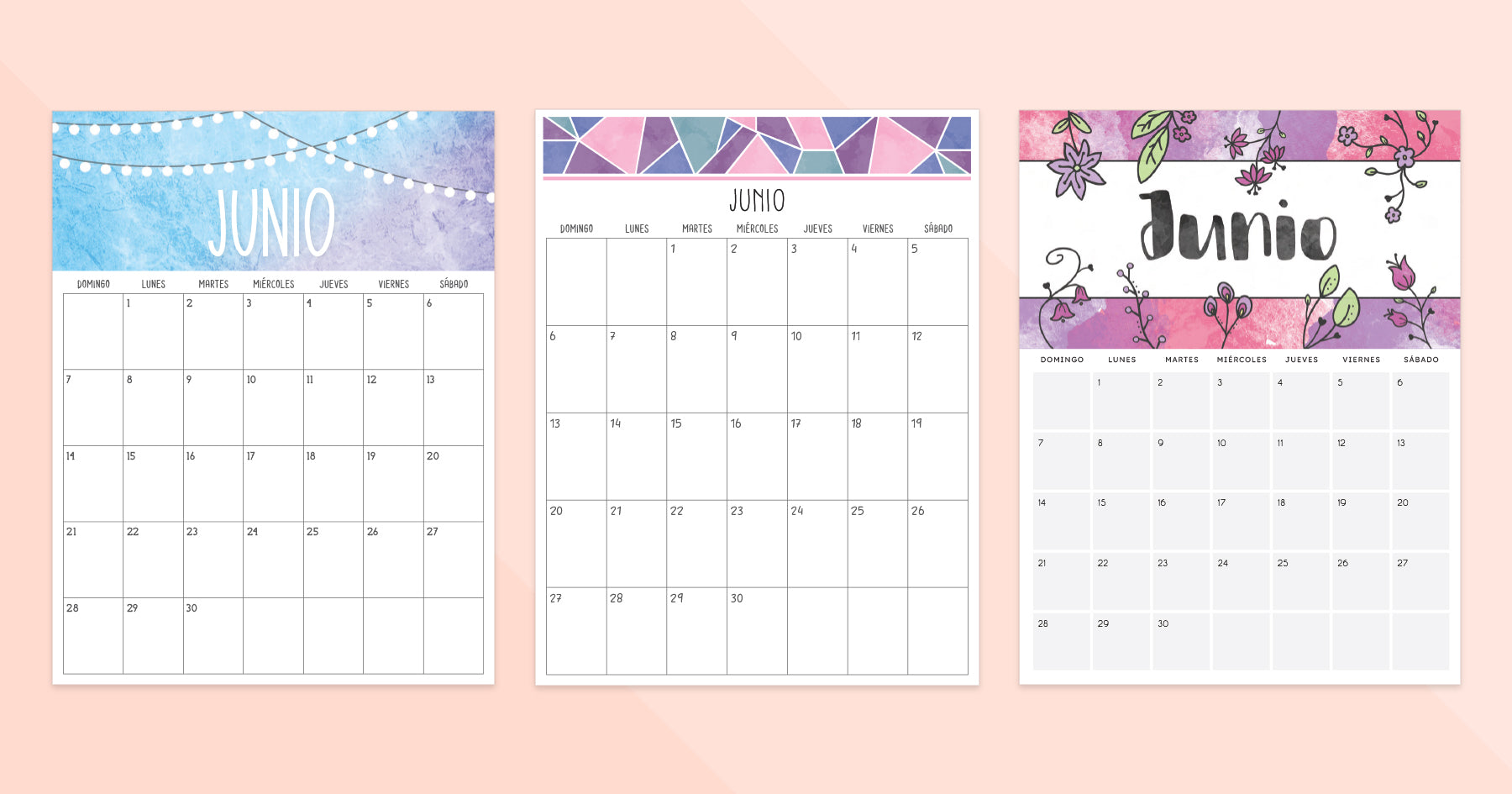 calendario junio para imprimir