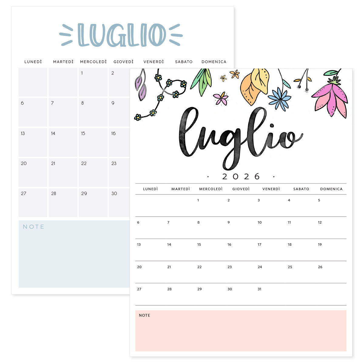 calendario luglio 2026