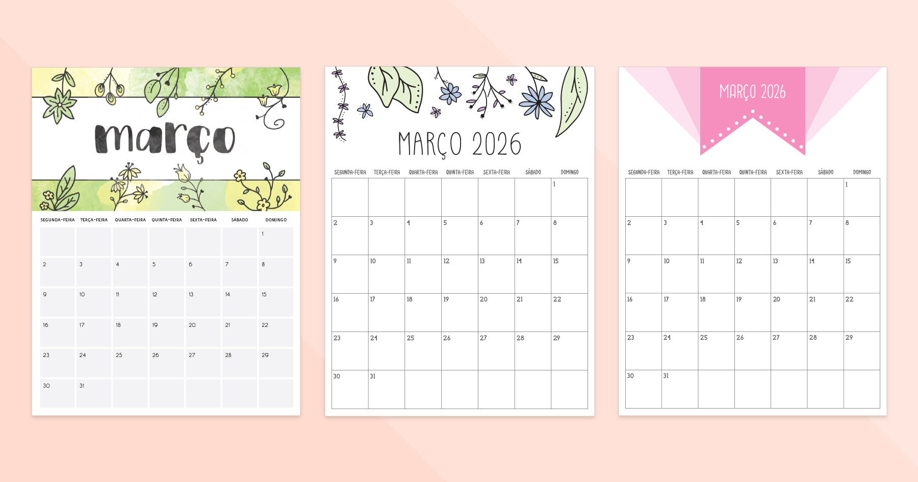 calendário março 2026