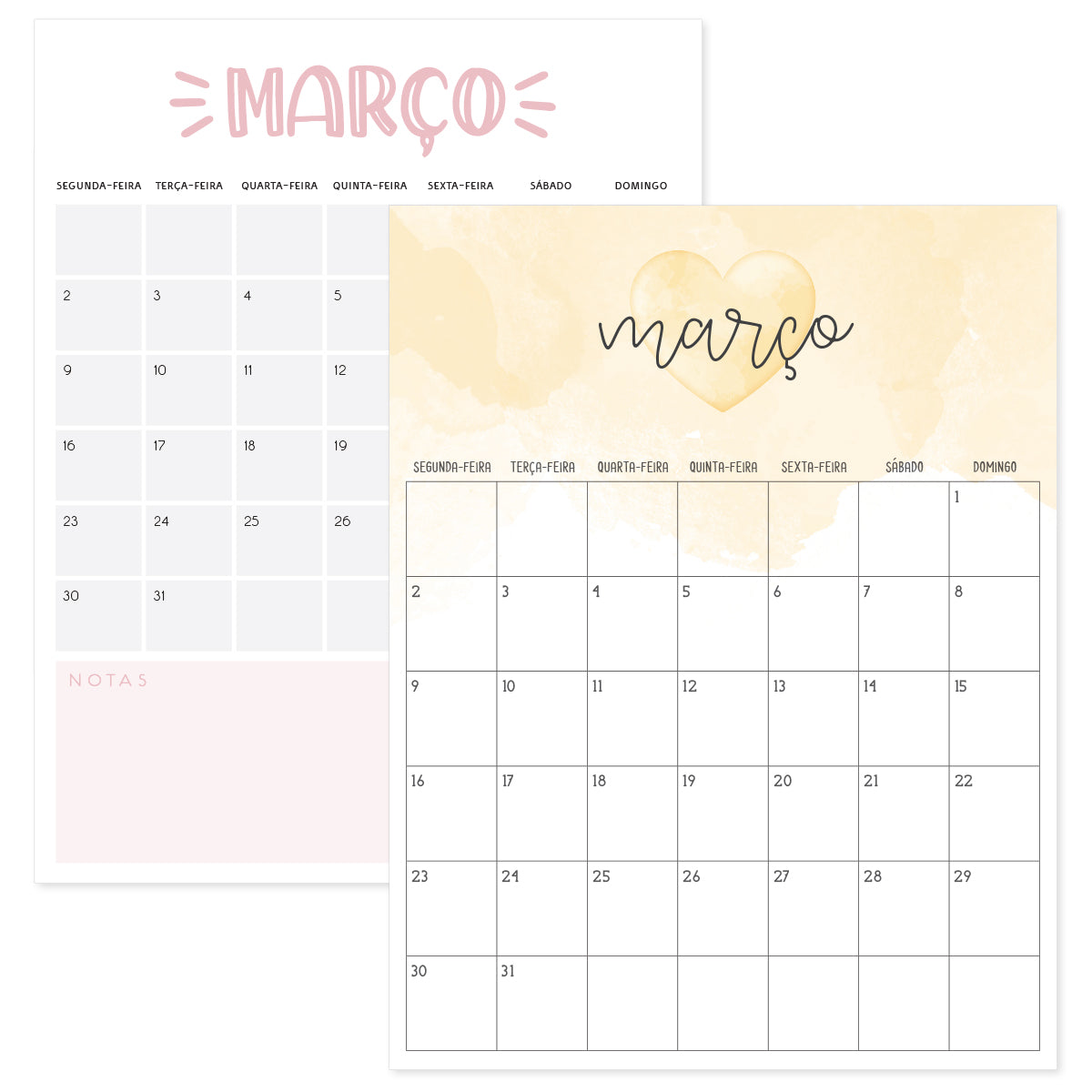calendário março 2026