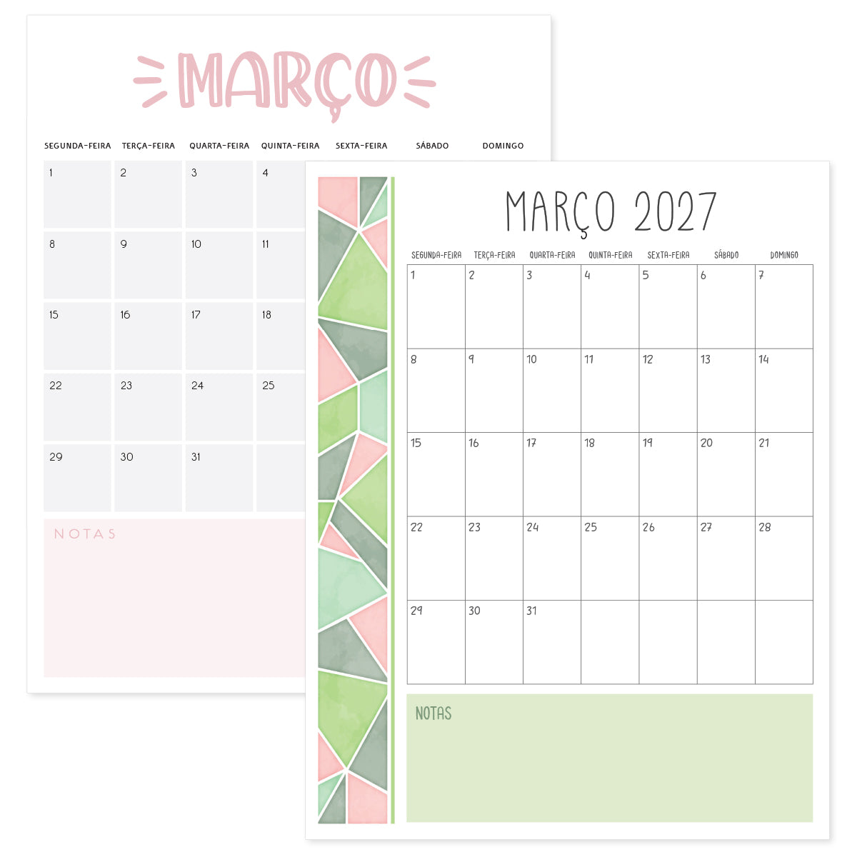 calendário março 2027