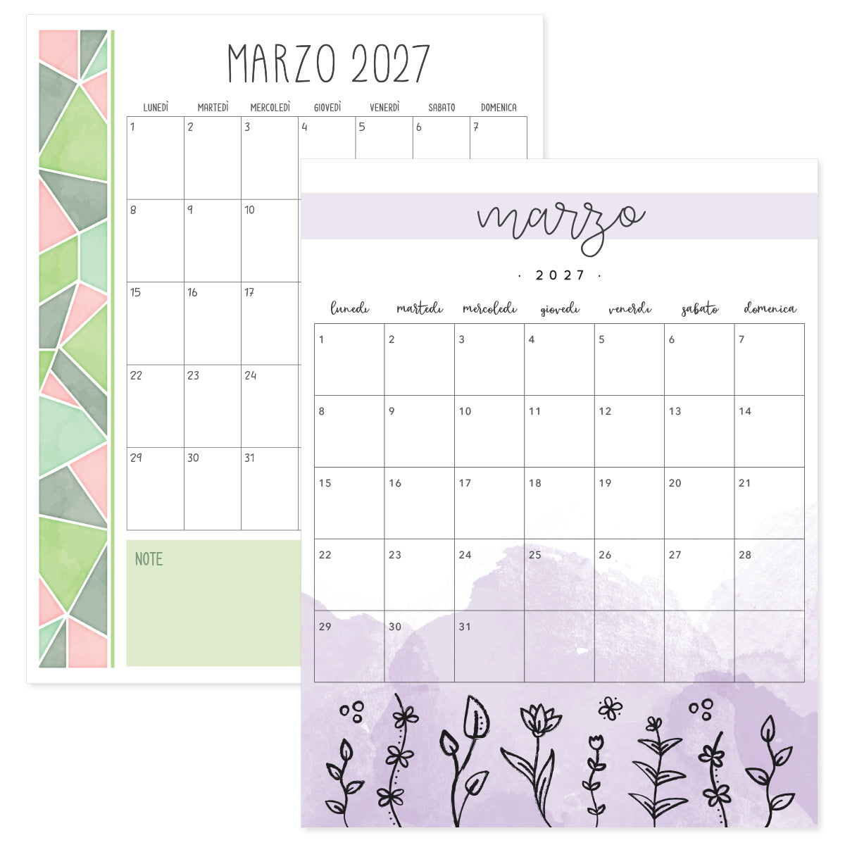 calendario marzo 2027 da stampare