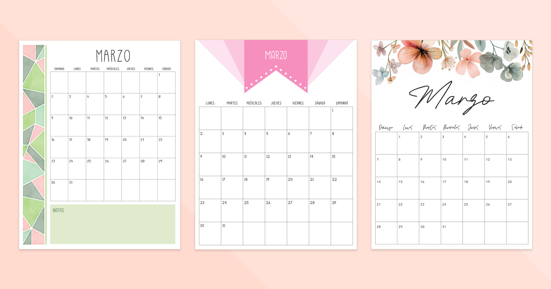 calendario marzo para imprimir