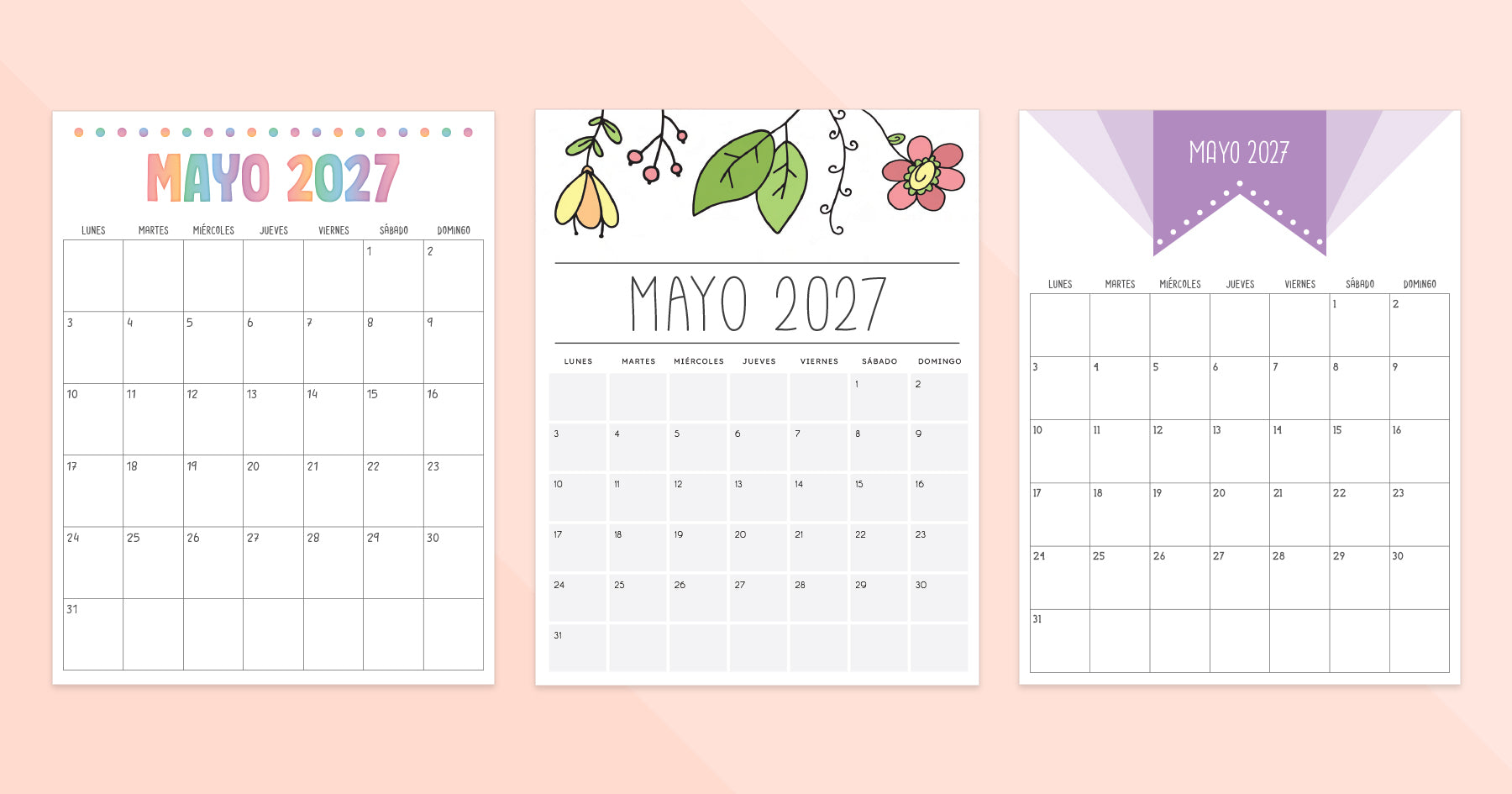 calendario mayo 2027 para imprimir