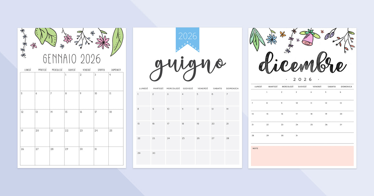 calendario mensile 2026