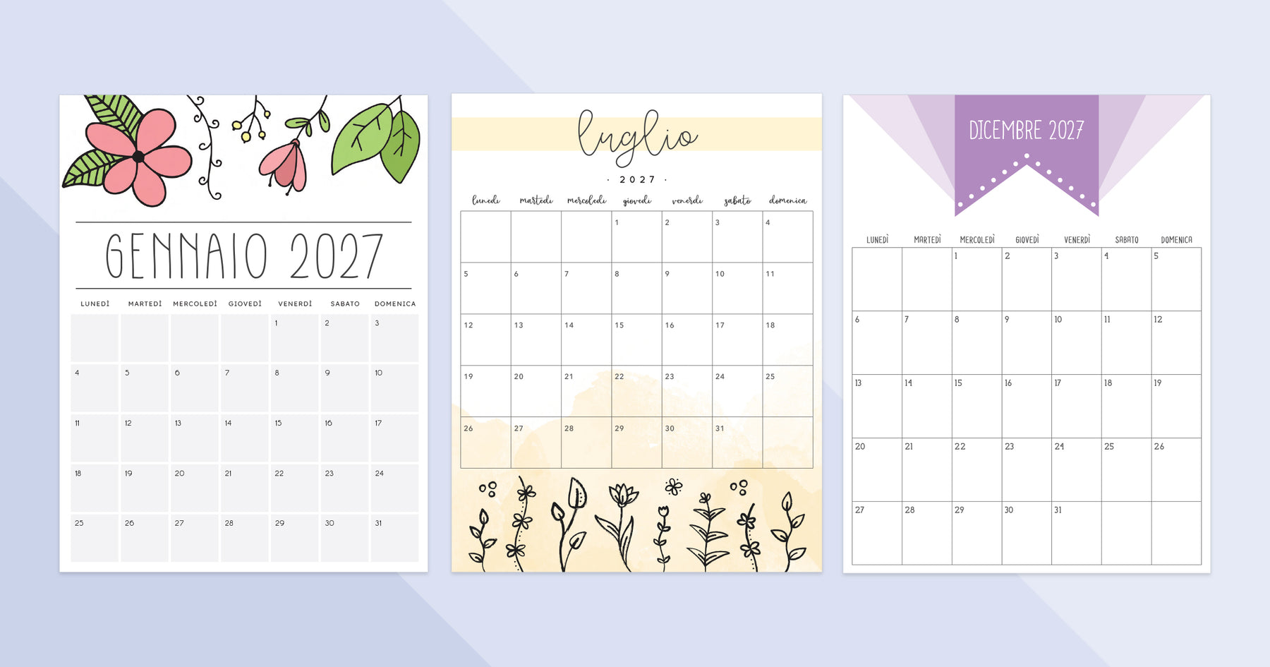 calendario mensile 2027