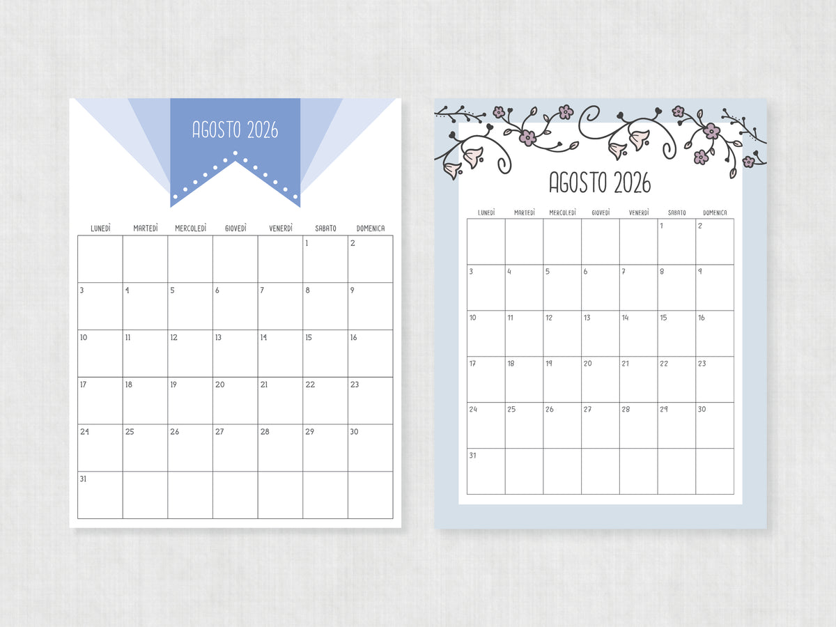 calendario mensile agosto 2026