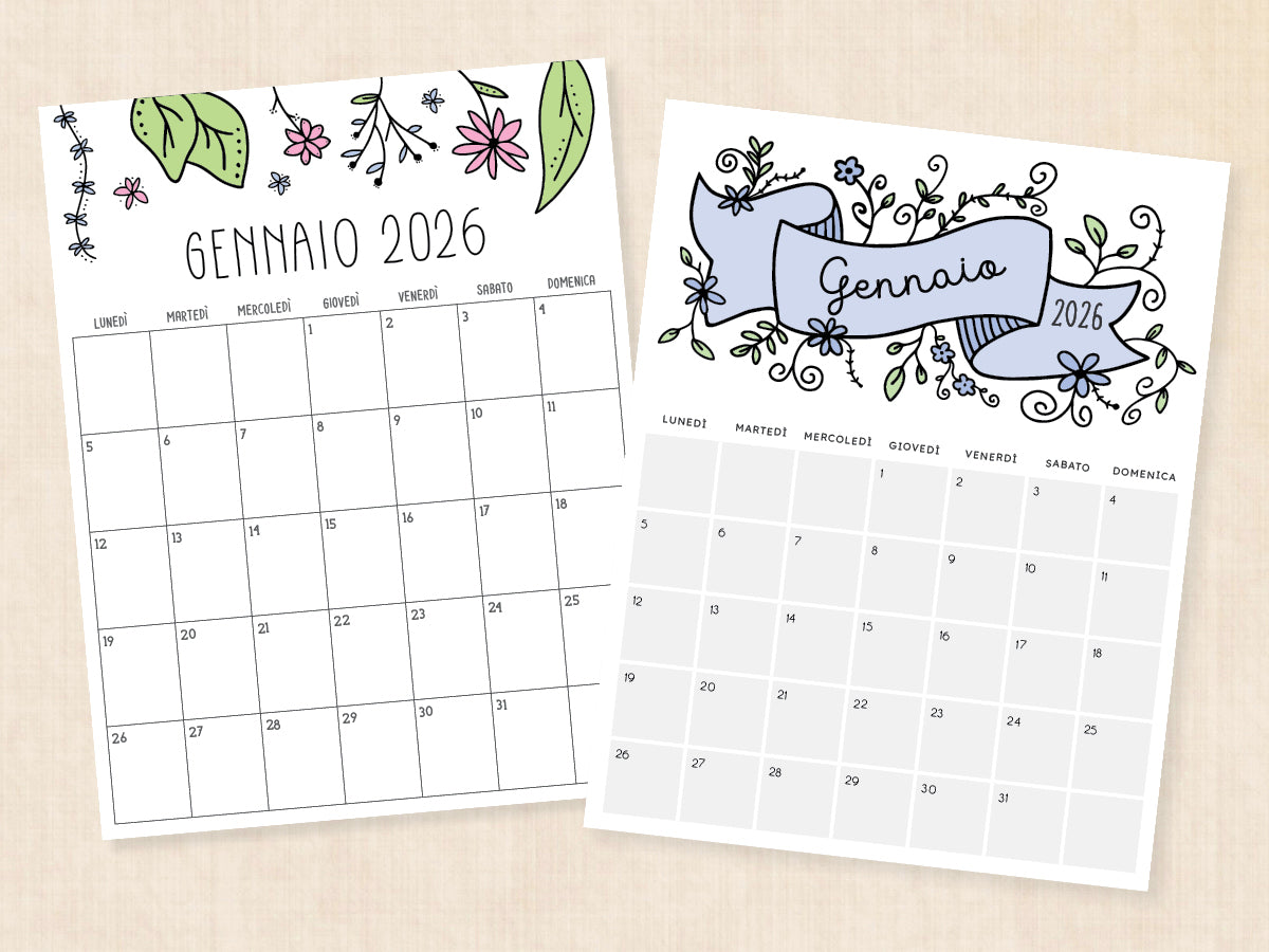 calendario mensile gannaio 2026