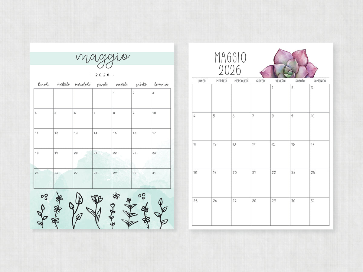 calendario mensile maggio 2026
