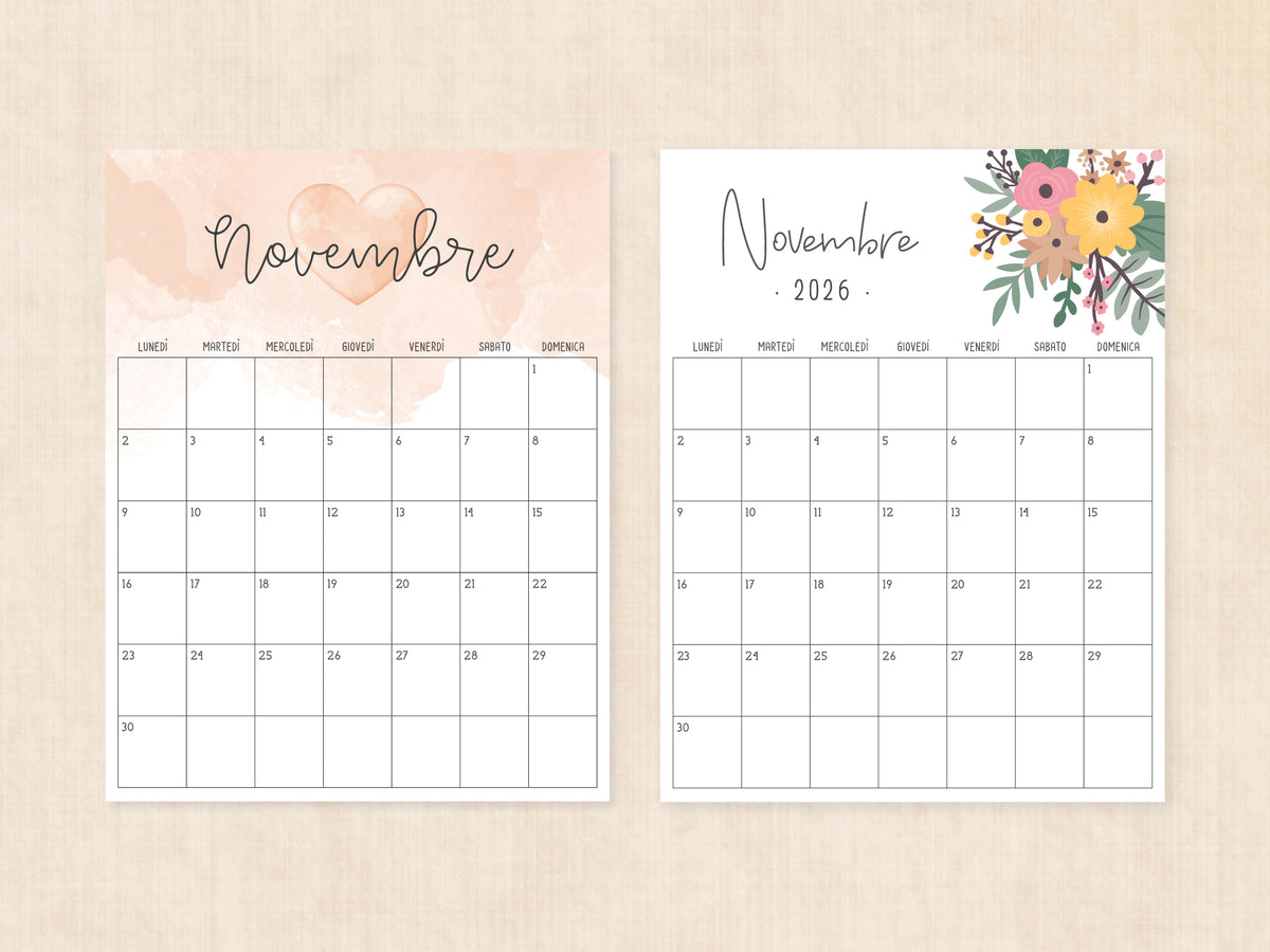 calendario mensile novembre 2026