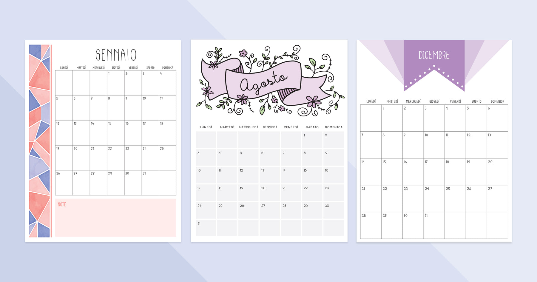 calendario mensile