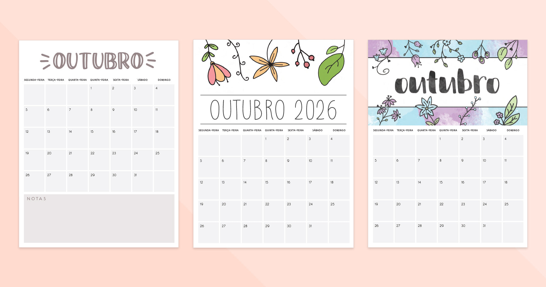 calendário outubro 2026