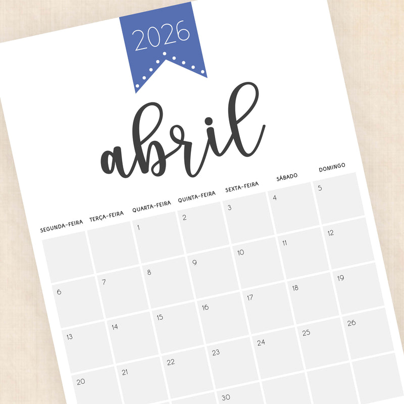 calendario 2026 português