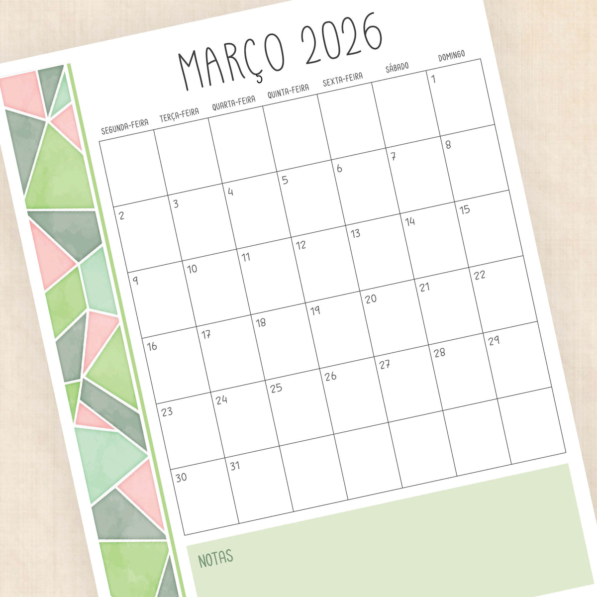 calendario 2026 português