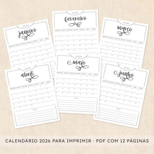 calendario 2026 português