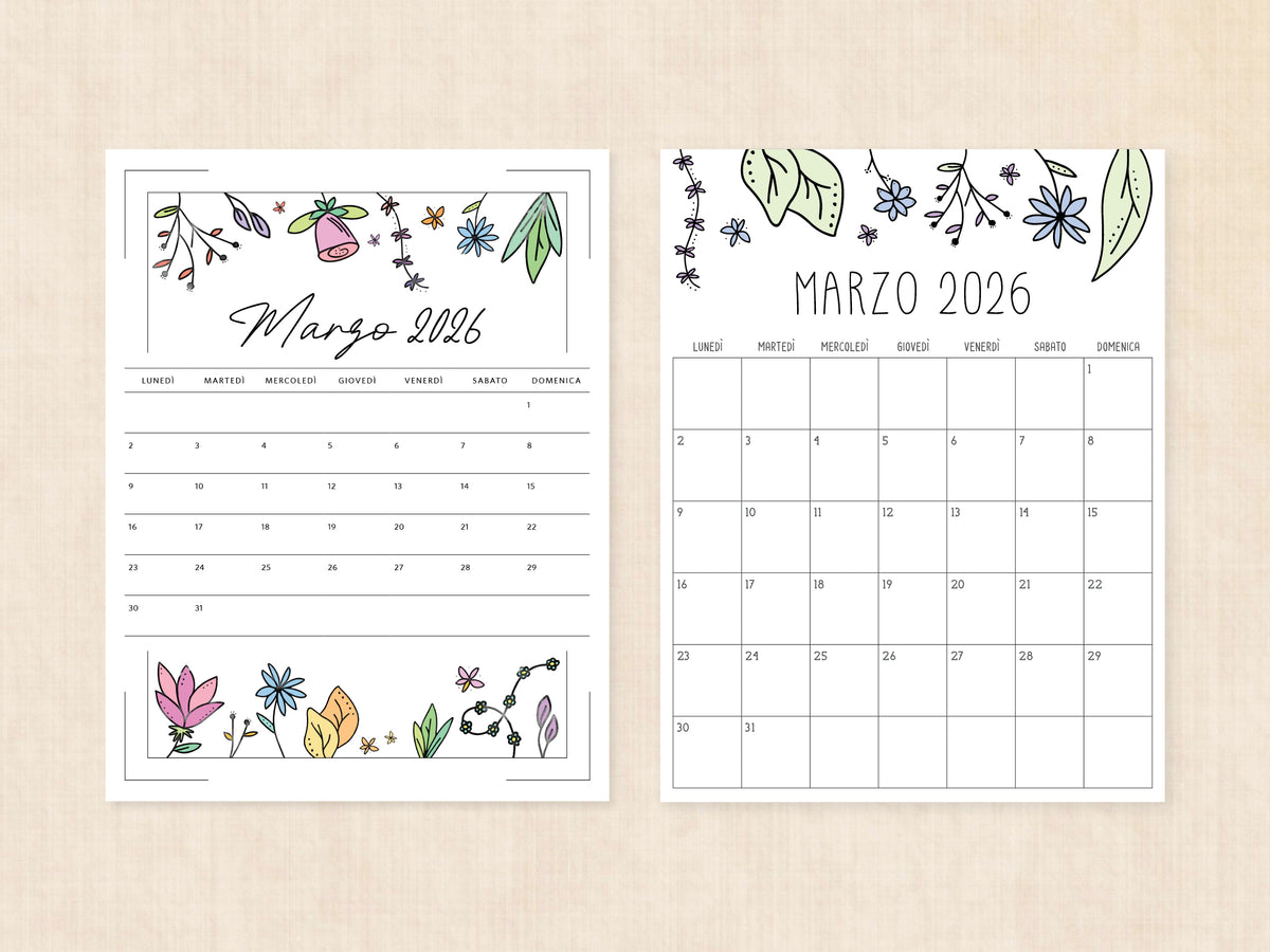 calendario stampabile marzo 2026