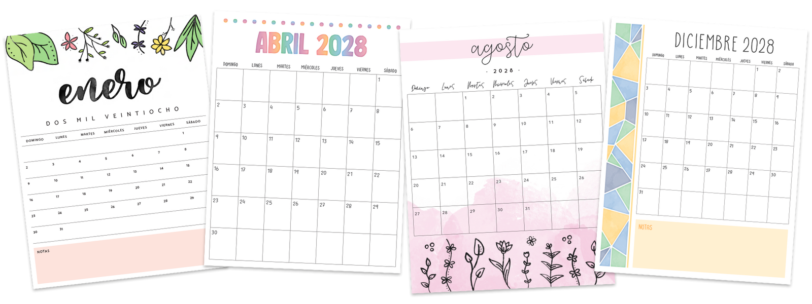 calendarios 2028 para imprimir