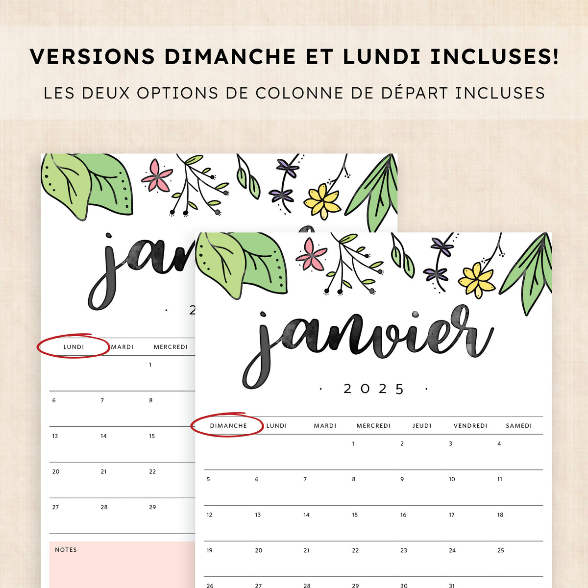 calendrier 2025 à imprimer