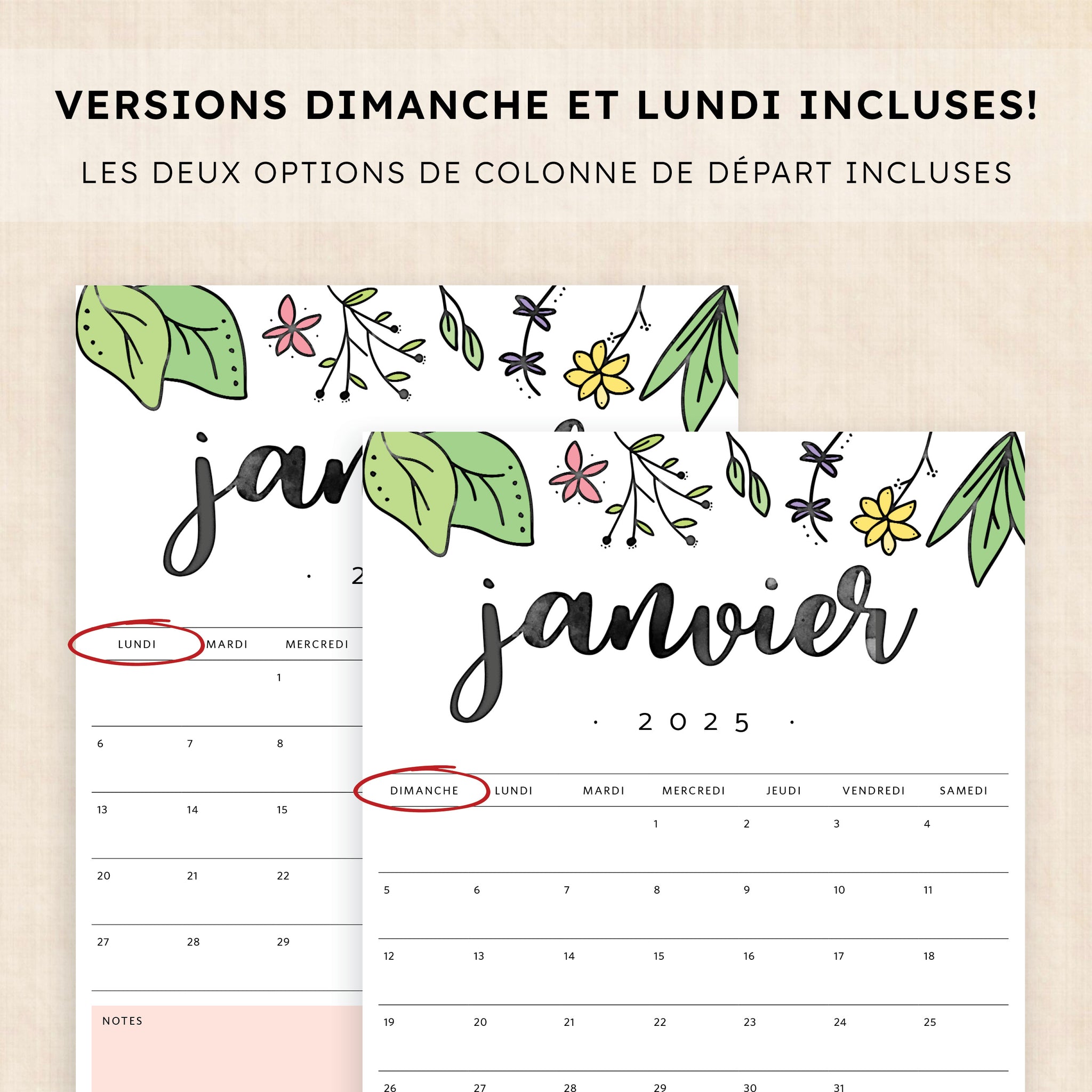calendrier 2025 à imprimer