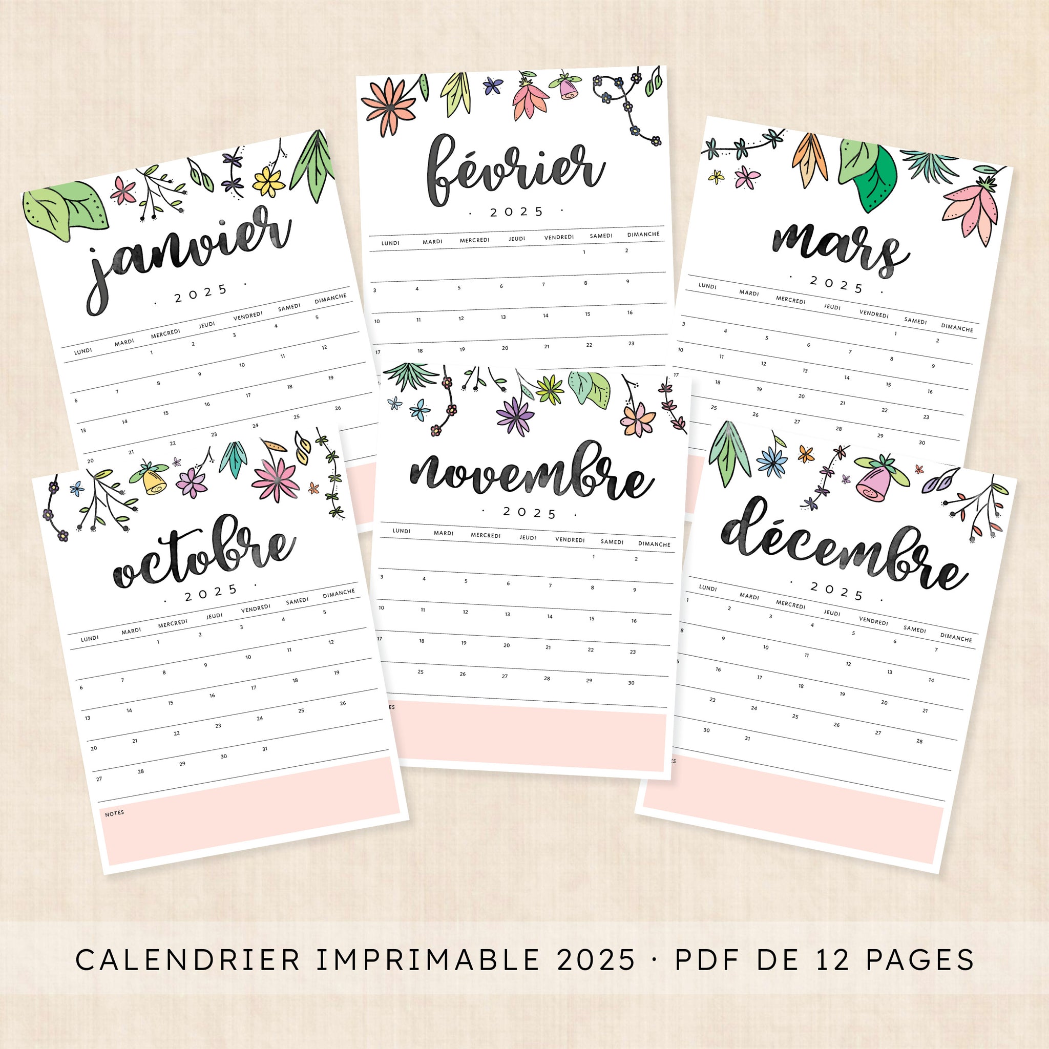 calendrier 2025 à imprimer