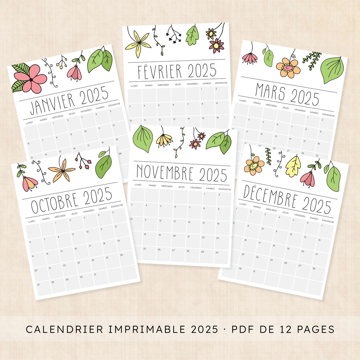calendrier 2025 à imprimer