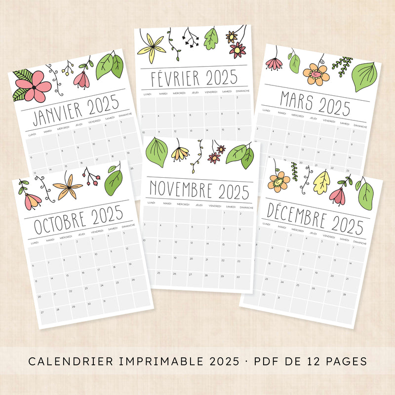 calendrier 2025 à imprimer