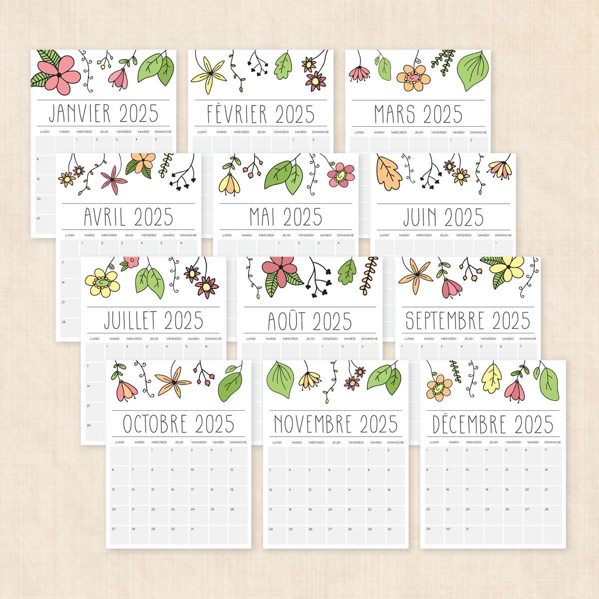 calendrier 2025 à imprimer