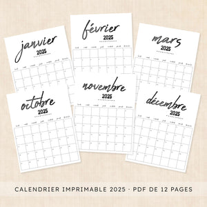 calendrier 2025 à imprimer