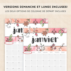 calendrier 2025 à imprimer