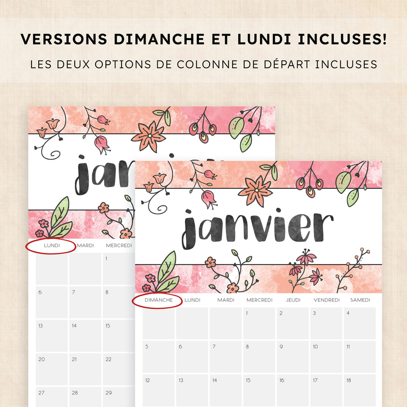 calendrier 2025 à imprimer