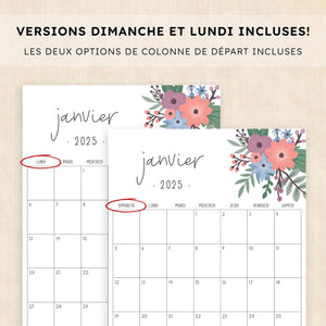 calendrier 2025 à imprimer