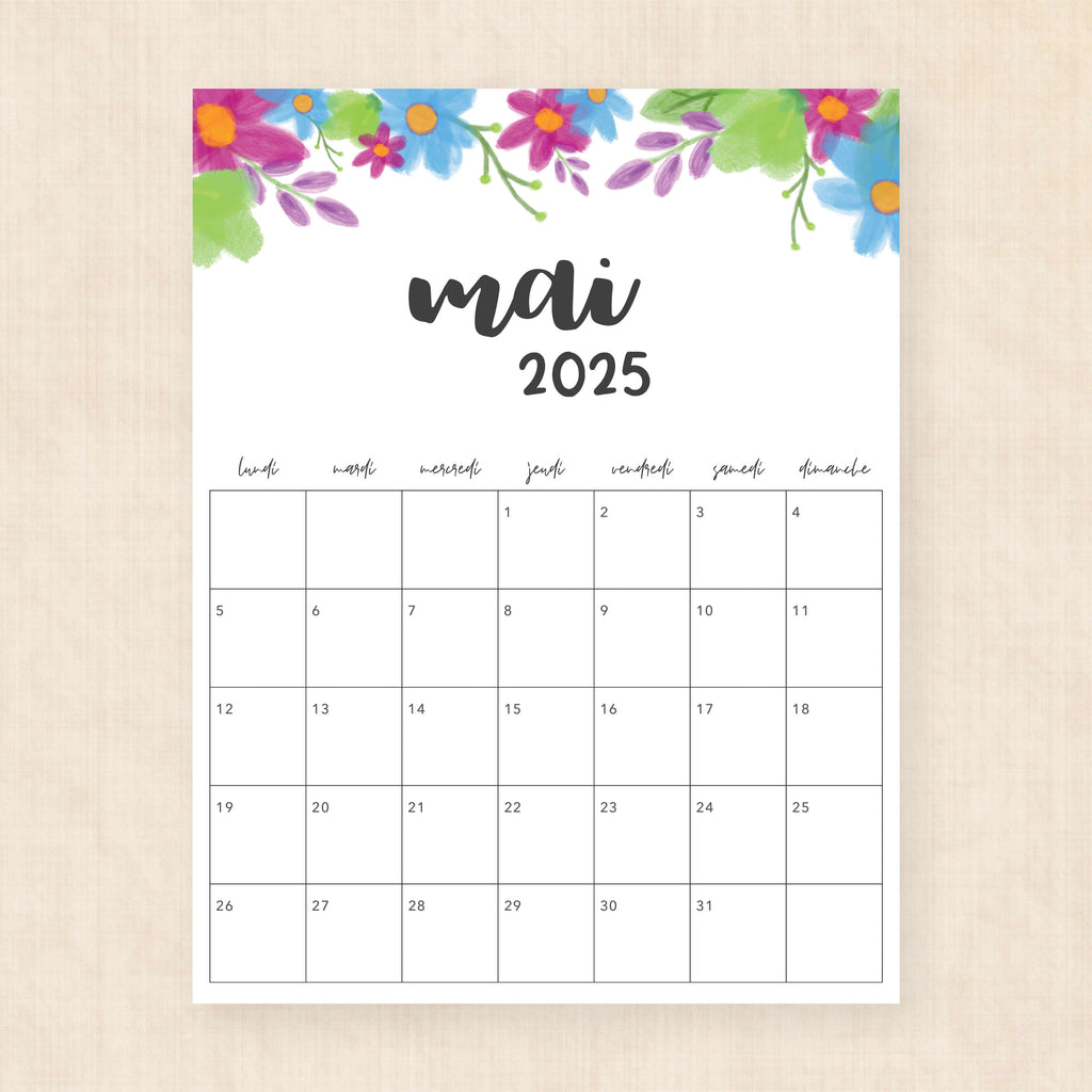 calendrier 2025 à imprimer