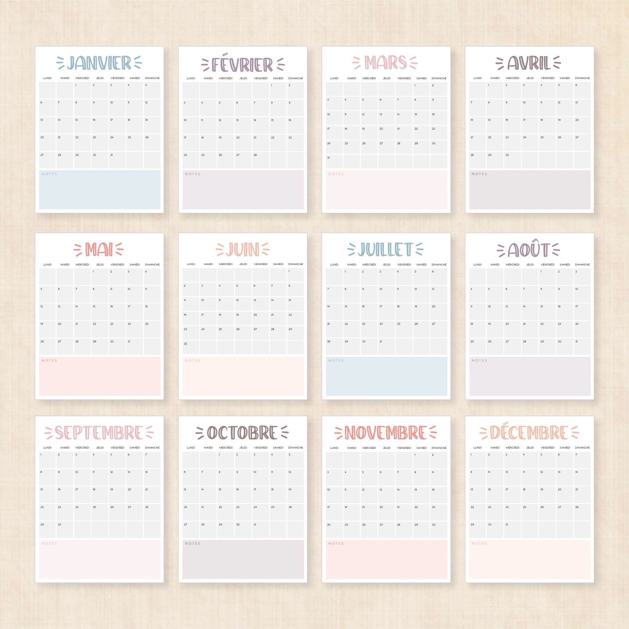 calendrier 2025 à imprimer