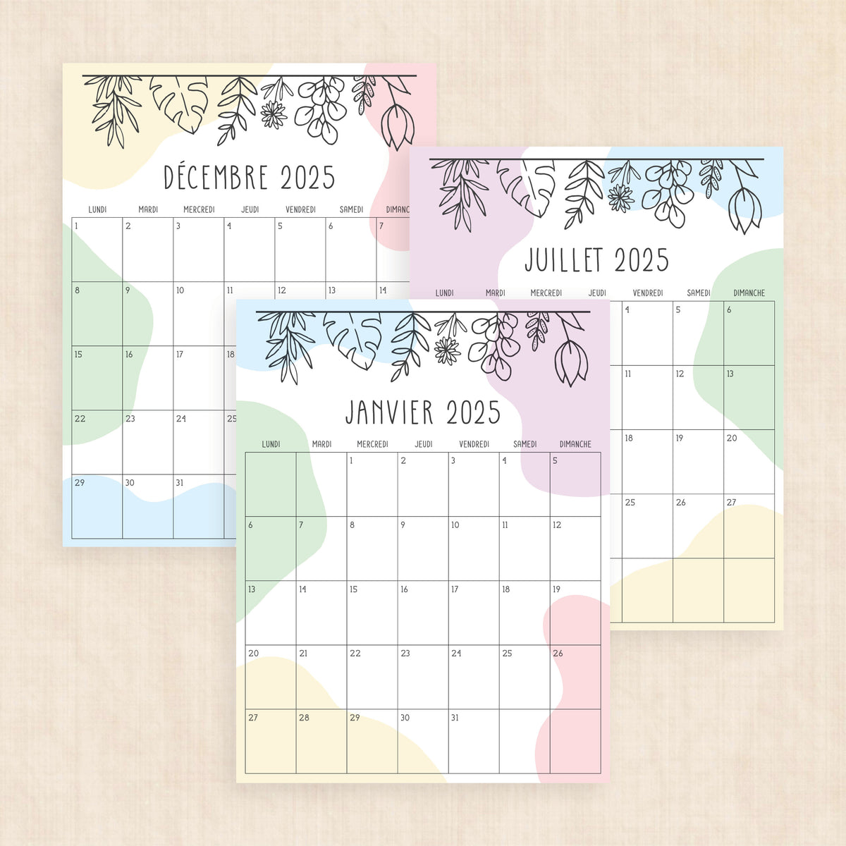calendrier 2025 à imprimer