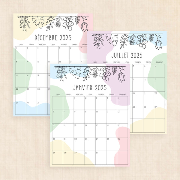 calendrier 2025 à imprimer