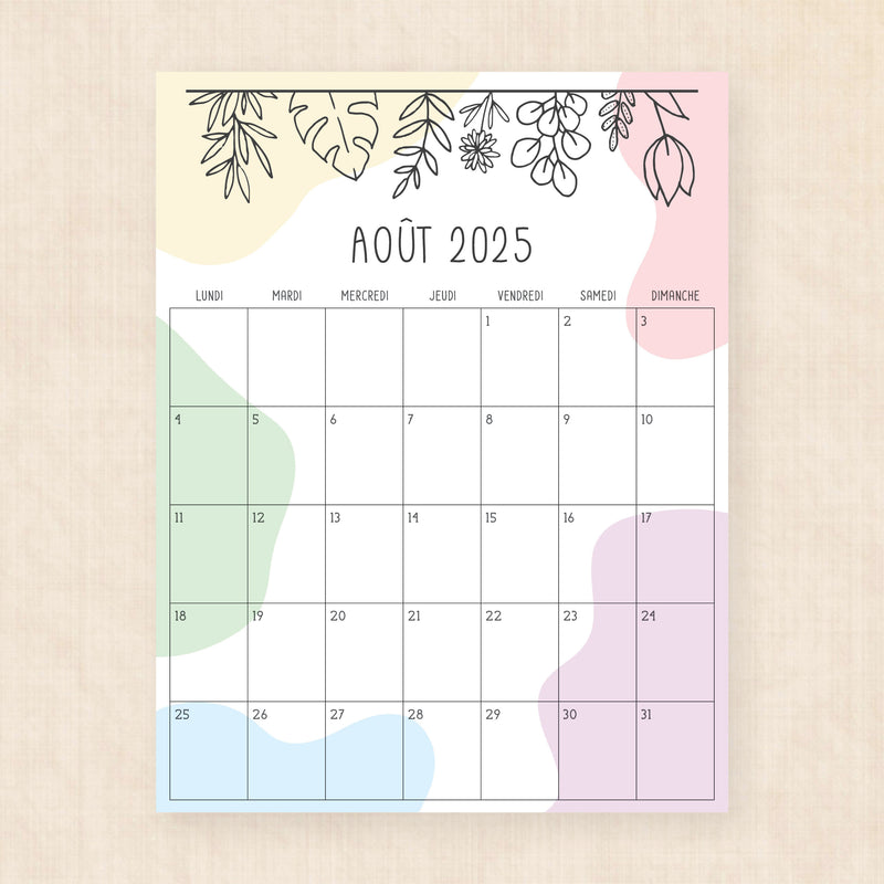 calendrier 2025 à imprimer