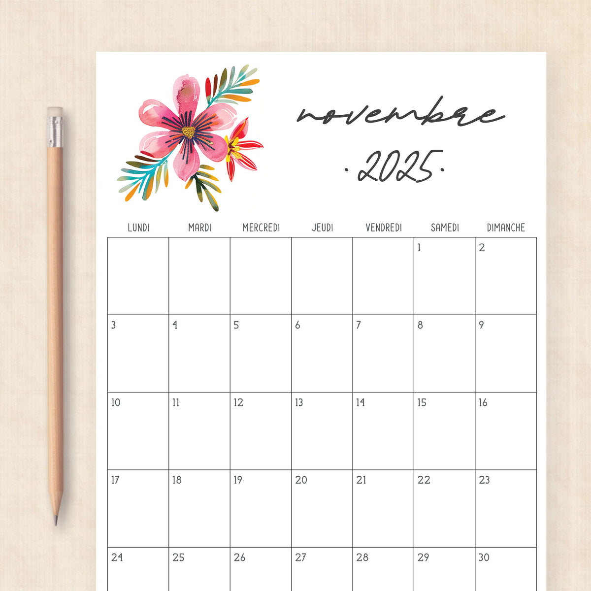 calendrier 2025 à imprimer