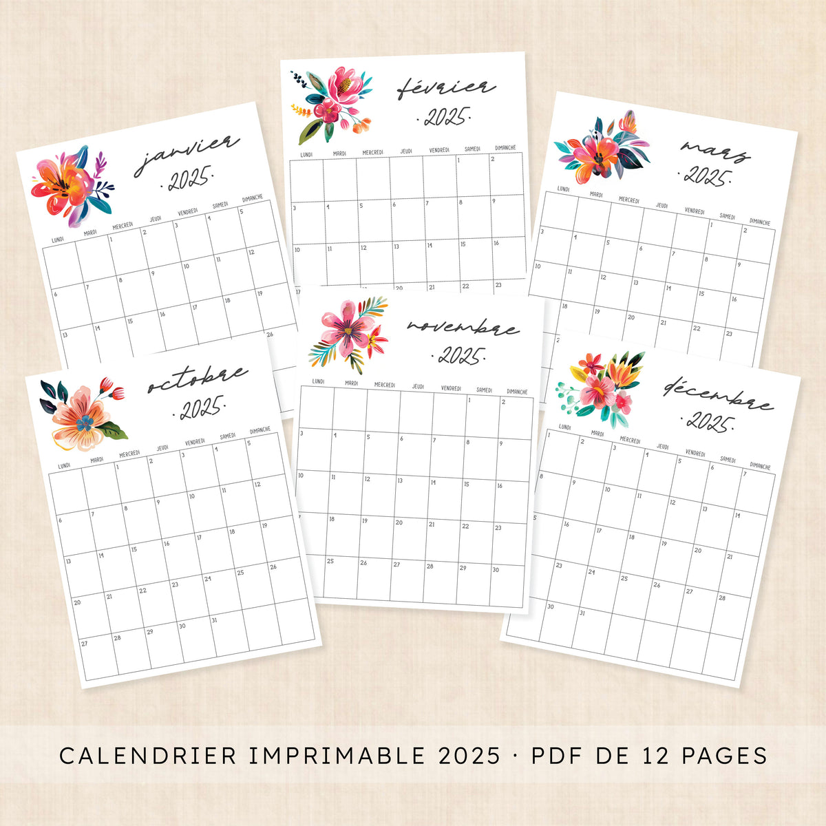 calendrier 2025 à imprimer