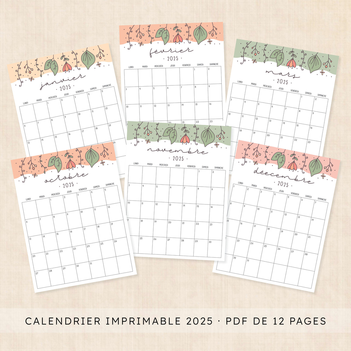 calendrier 2025 à imprimer