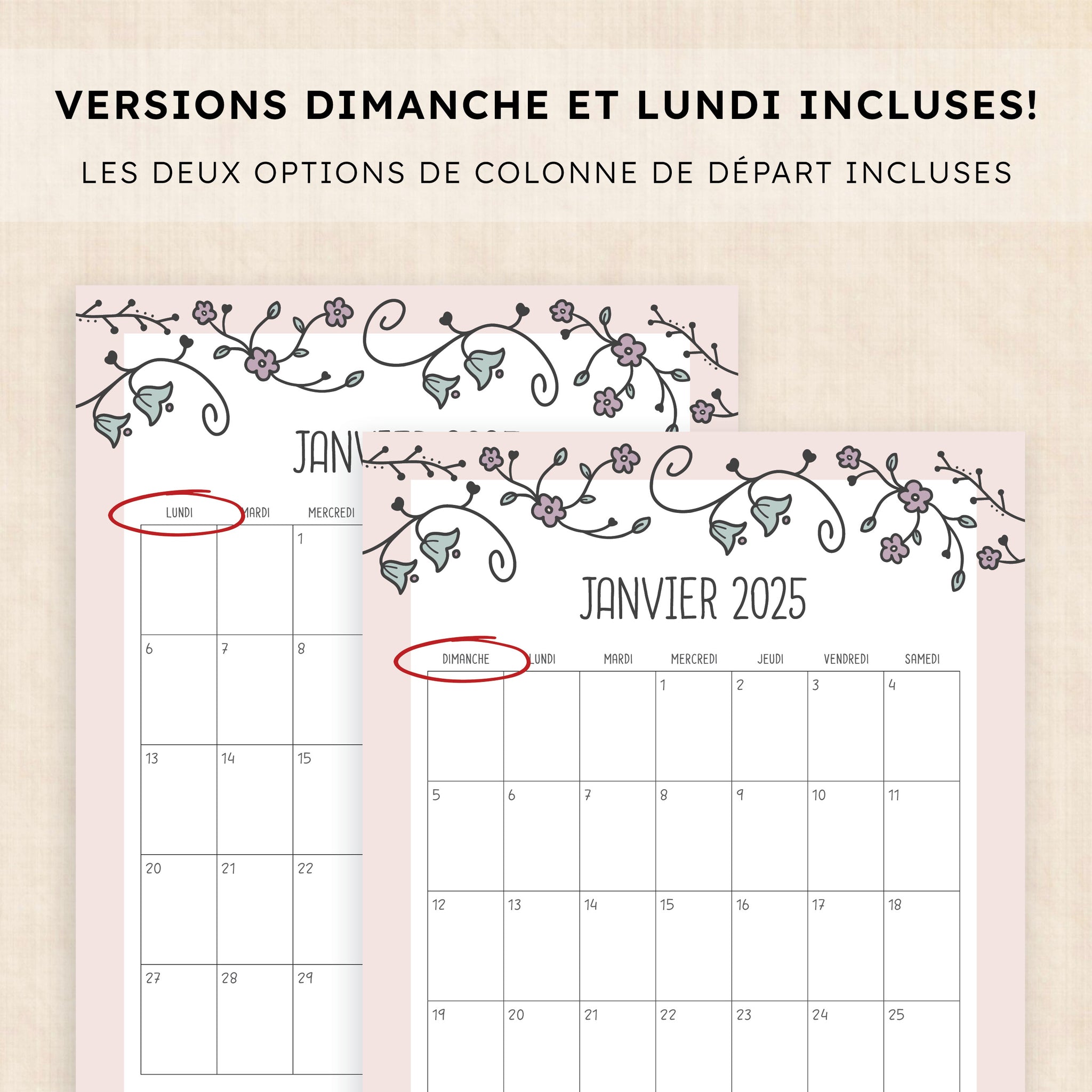 calendrier 2025 à imprimer