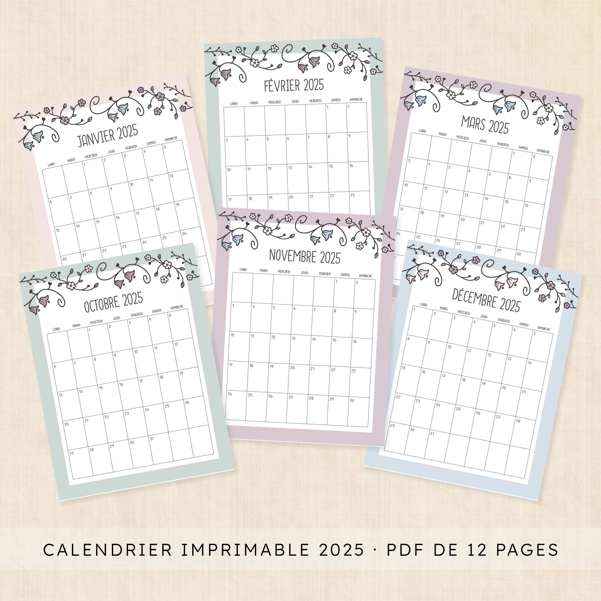 calendrier 2025 à imprimer