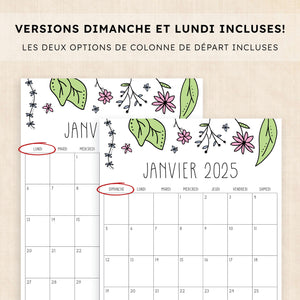 calendrier 2025 à imprimer