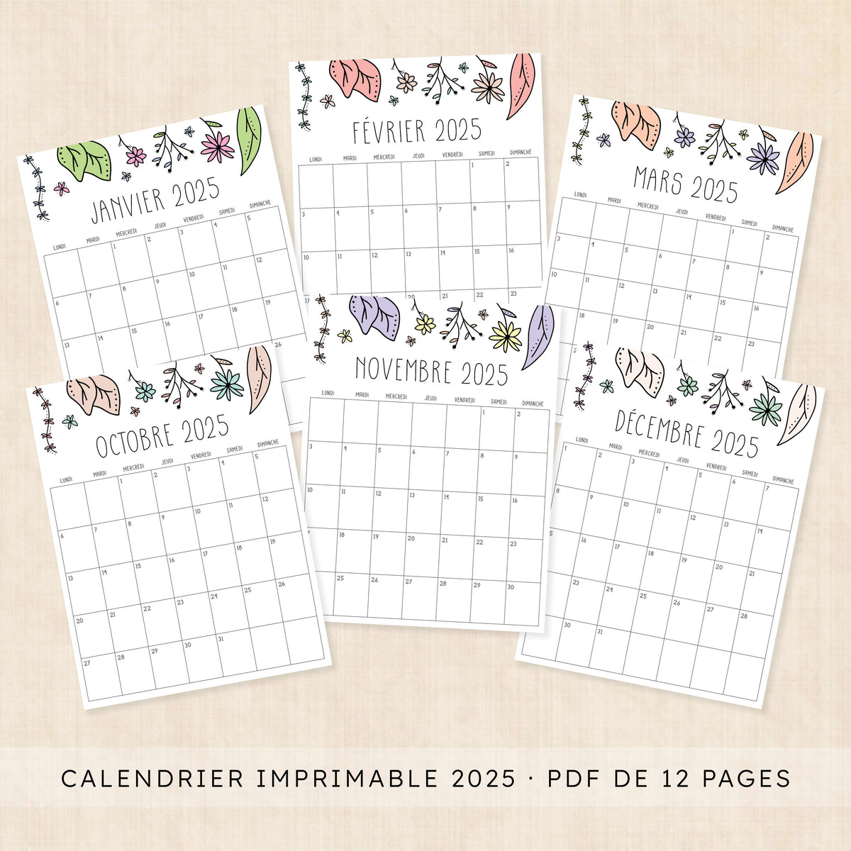 calendrier 2025 à imprimer