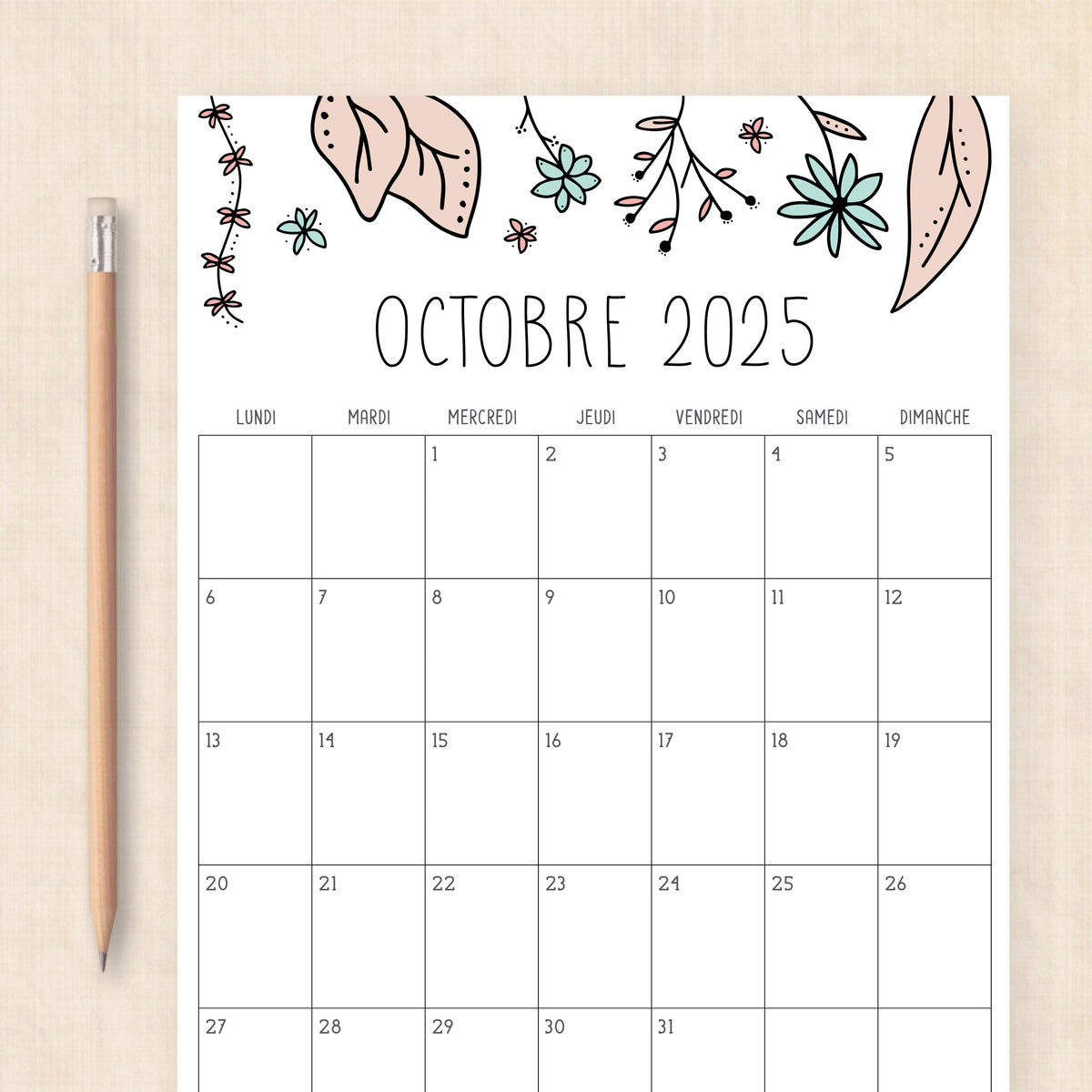 calendrier 2025 à imprimer