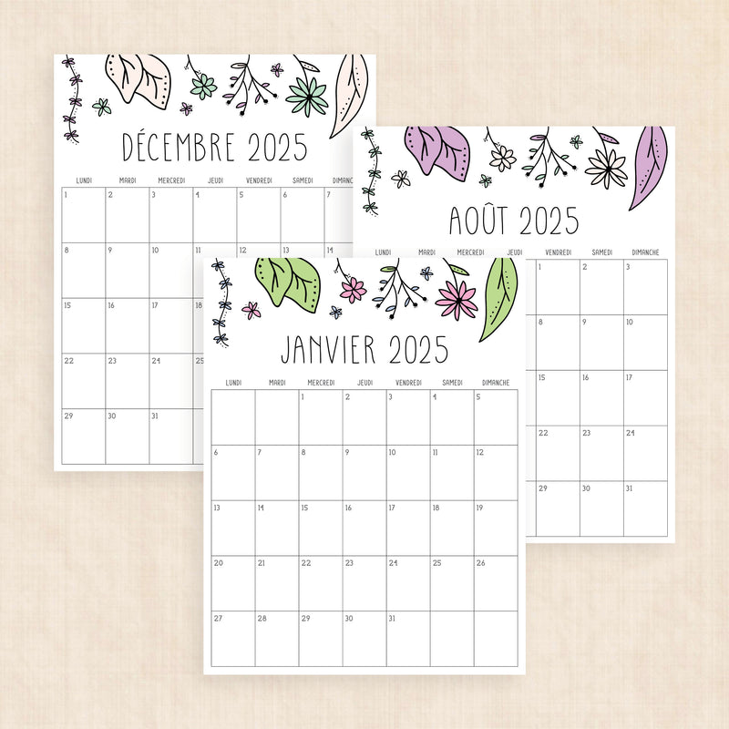 calendrier 2025 à imprimer